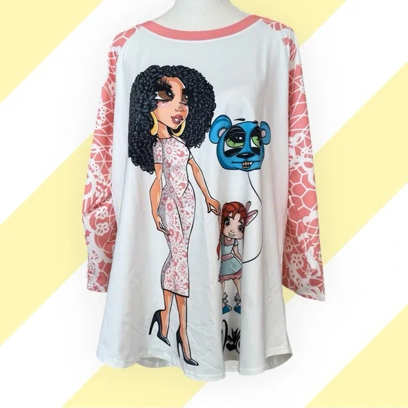 SANDONER 2018 limited edition doll graphic pullover top, RARE, size XL/2XL